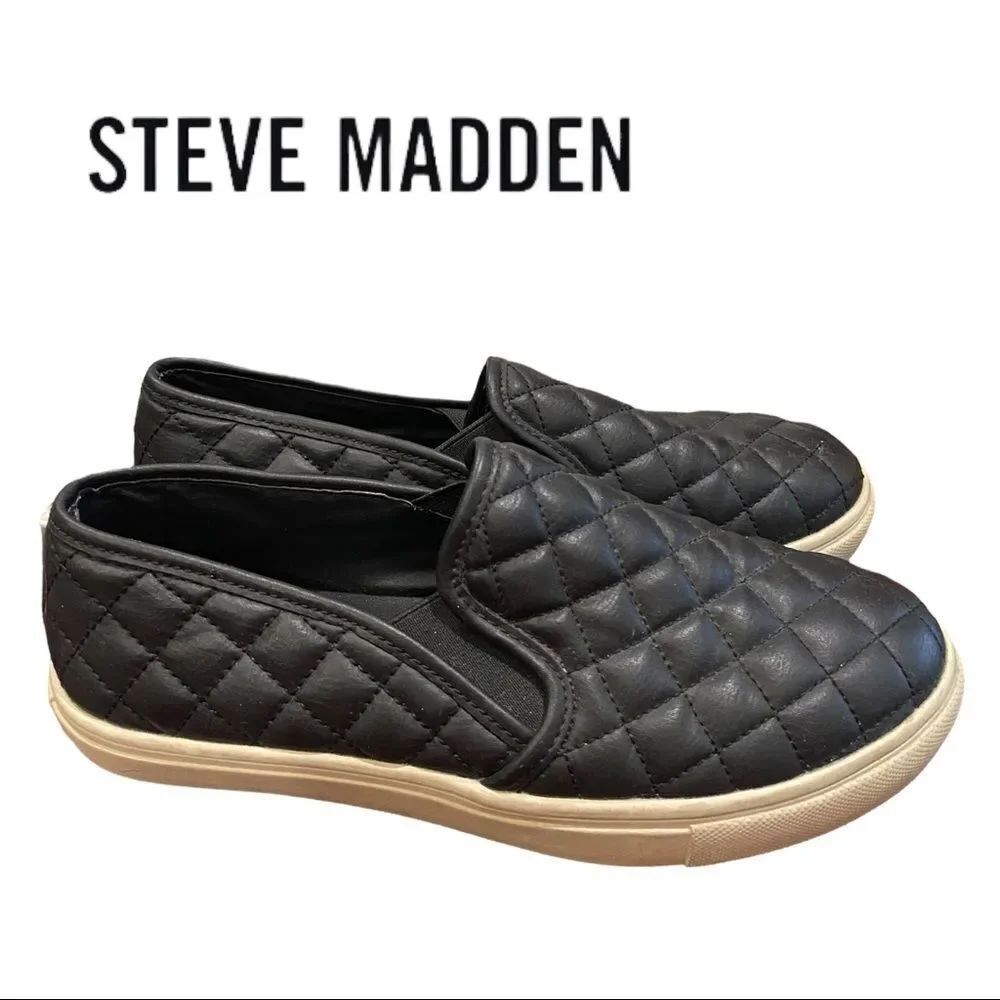 Steve Madden ECENTRCQ Women's Black Quilted Slip On Sneakers 7.5